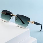 [Trendy Rimless Sunglasses] Stylish Square Frame Rimless Sunglasses - Trendy Protection Eyewear for Men & Women with Clear Vision - Perfect for Outdoor Activities and Everyday Wear