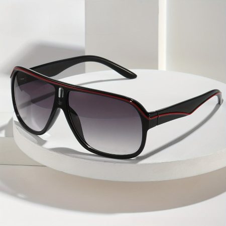 Summer Must Haves, Ultra Light Sunglasses for Men and Women, Durable PC Frame and Lenses with Comfortable Rubber Nose Pads, Stylish Black and Red Design, Perfect for Beach, Vacation, Travel and Cruise, Ideal for Daily Wear and Outdoor Activit