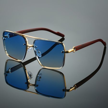 1pc Men and Women Square Sunglasses with Unique Double Beam Design, Retro Wood Grain Texture, Lightweight and Luxurious Style - Perfect for Daily Wear, Driving, Travel, Street Photography, and Holiday Gifts, Summer Beach Must Haves